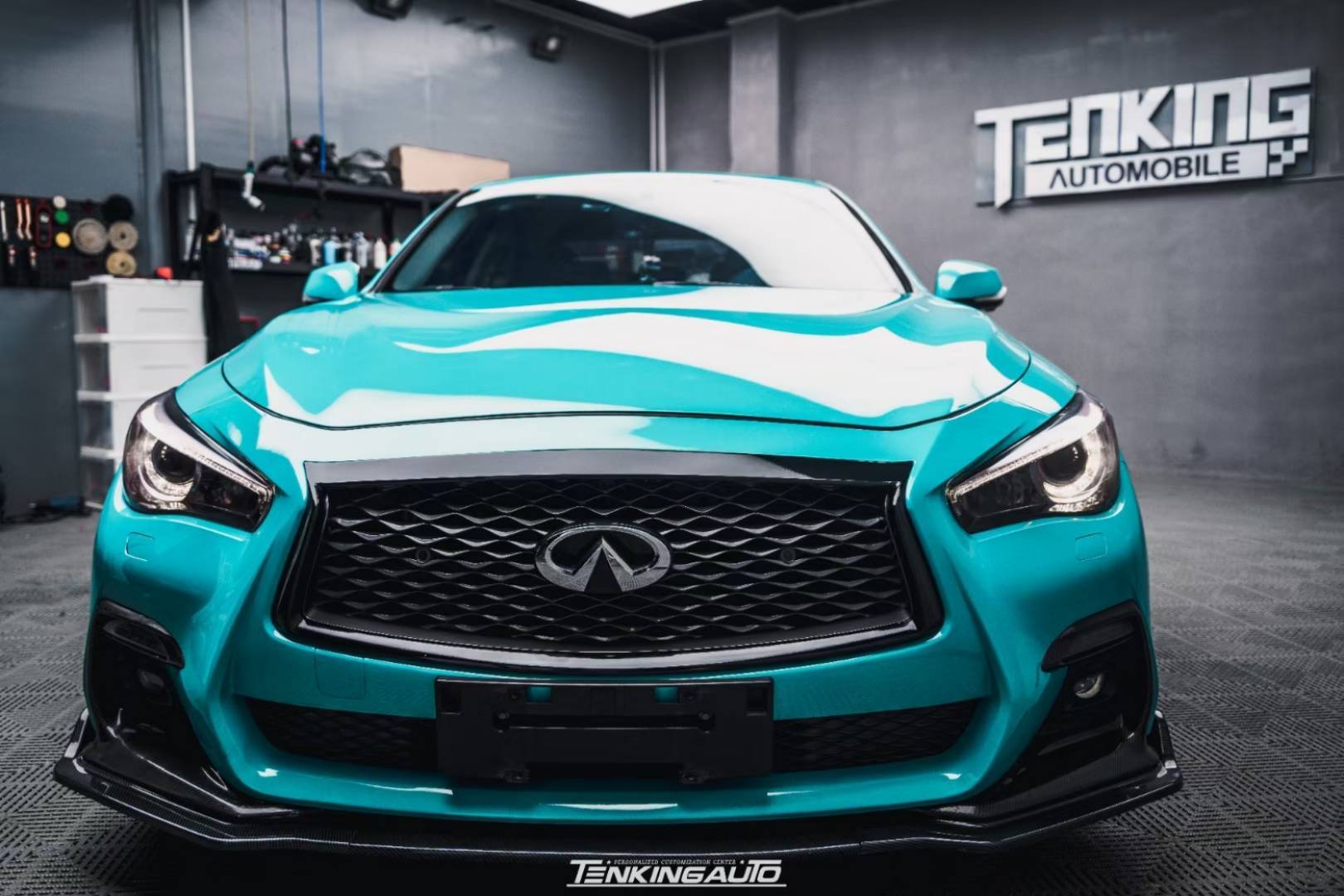 英菲尼迪q50改色贴膜案例sc改色膜pet喀纳斯青