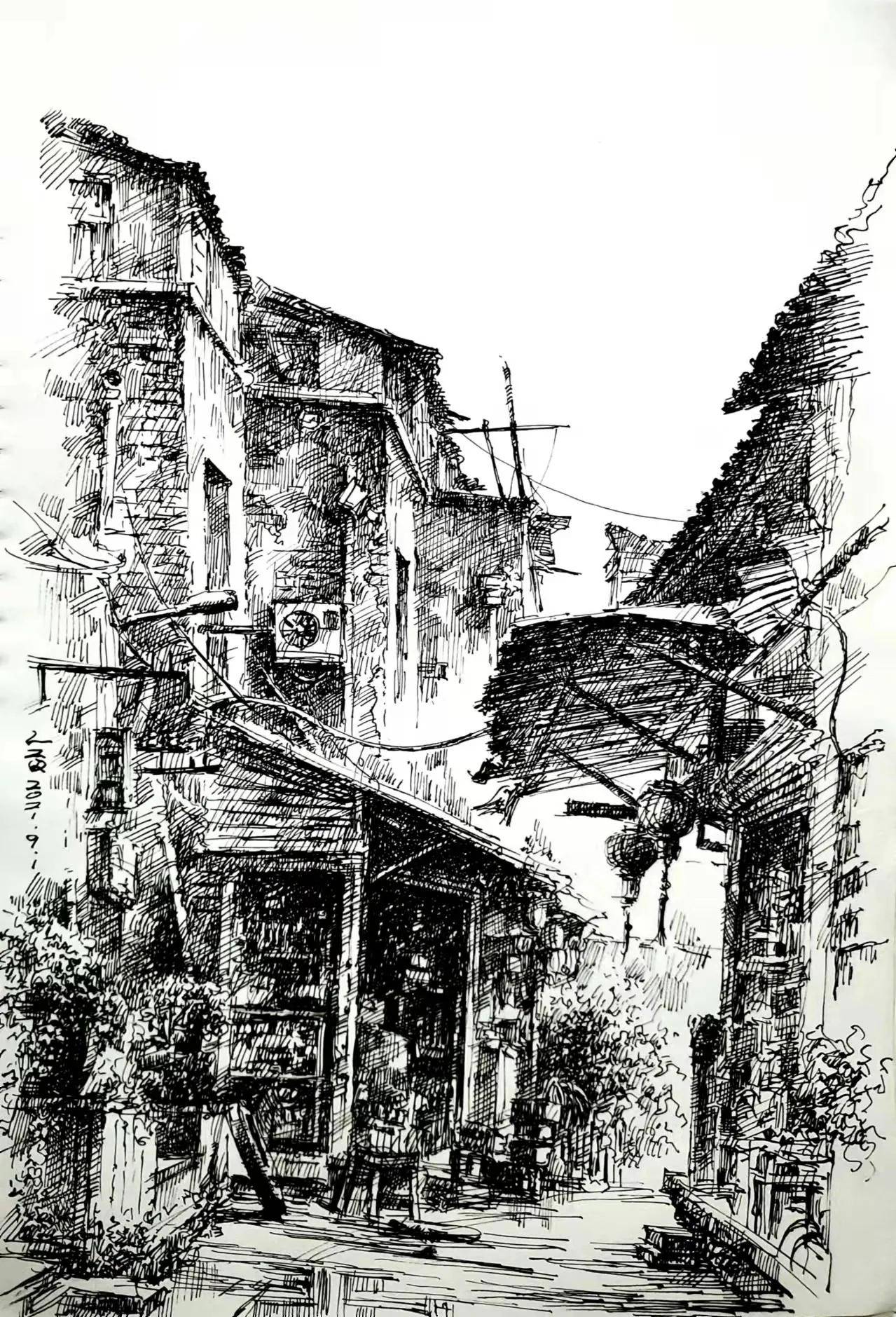 黑白是永恒的经典,李正强先生写生作品分享_声音_部分_千年