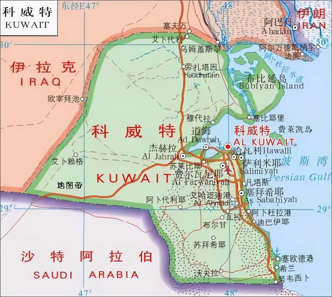 科威特地理位置图图片