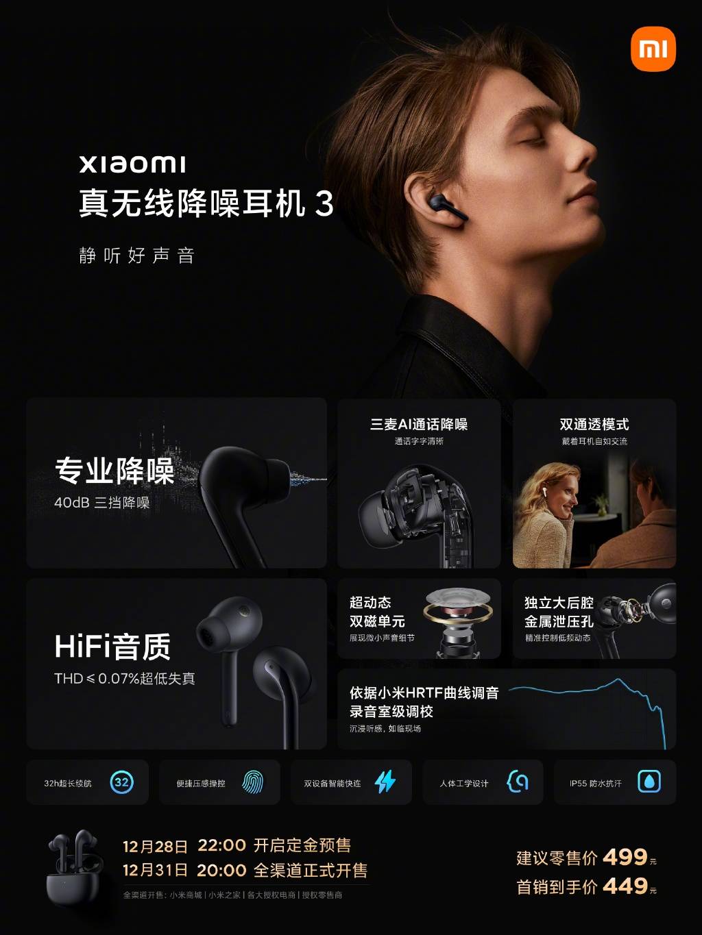 操作|小米真无线降噪耳机3发布：HiFi音质 499元起