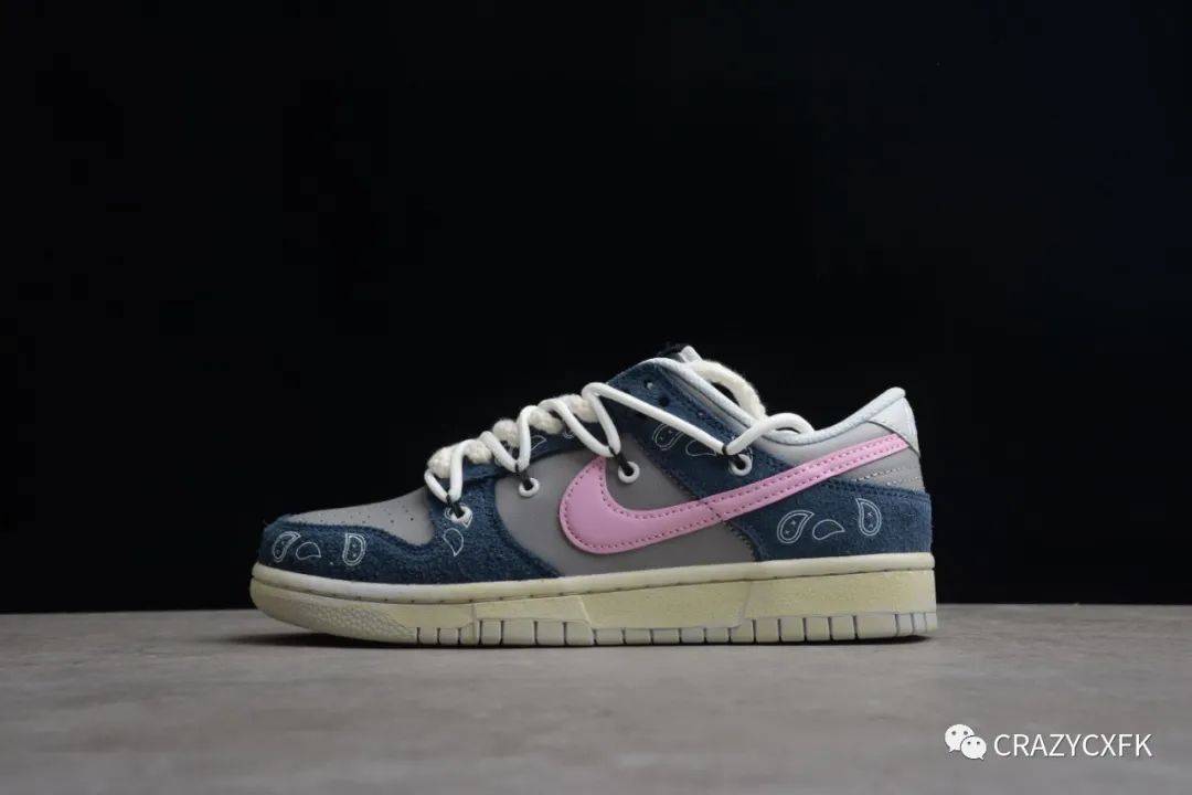 耐克nikedunklowretro藍粉解構復古腰果花低幫板鞋