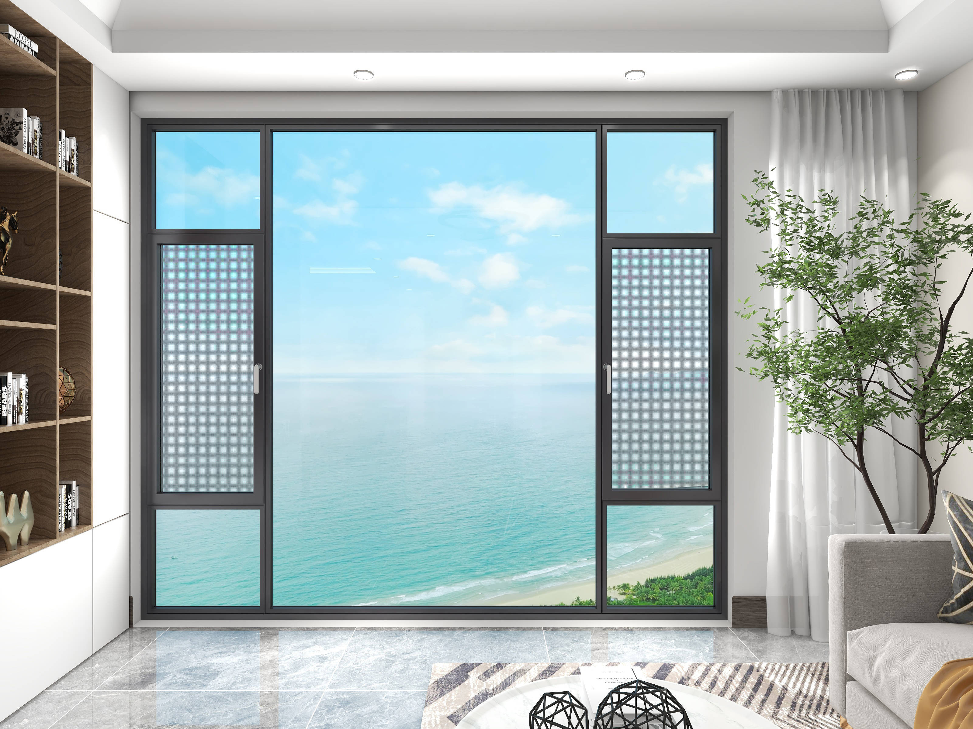 『高端断桥中窄提升推拉门系列』,26mm超窄中挺设计,76mm行业内超窄