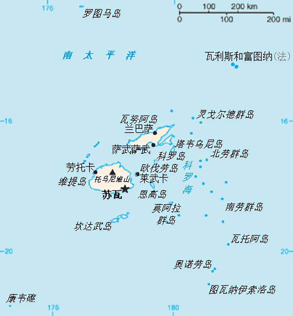 湯加鄰居斐濟人口不到100萬分為14個省和2個直轄市