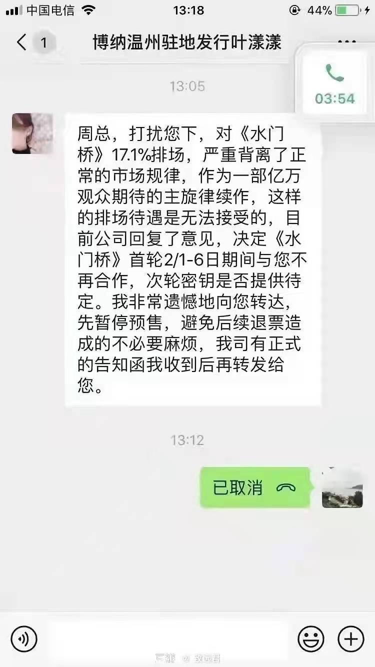 电影|《水门桥》预售超7000万，但片方对排片比例不满，暂停与影院合作