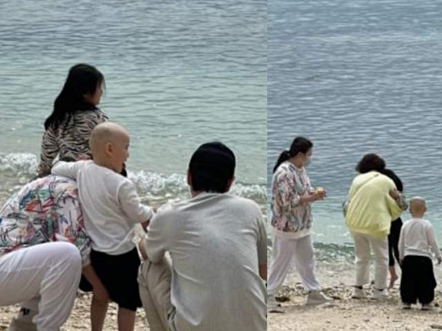 效果 沈腾祖孙三代三亚度假，妻子奶奶风打扮比丈夫还壮硕，儿子大变样