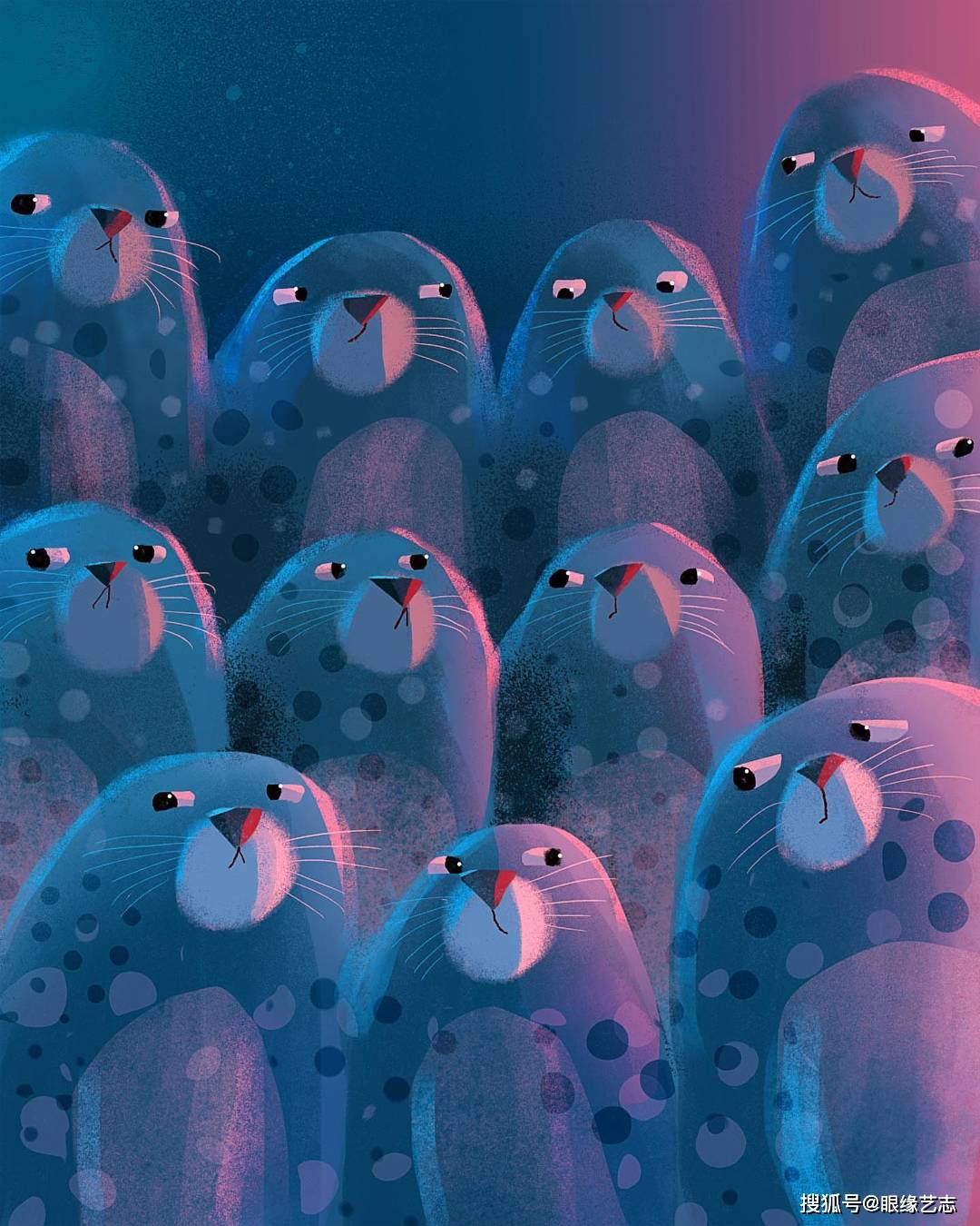 在"重复与叠加"的韵律中,形状相似的个体单元,纷繁多变的色彩处理以及