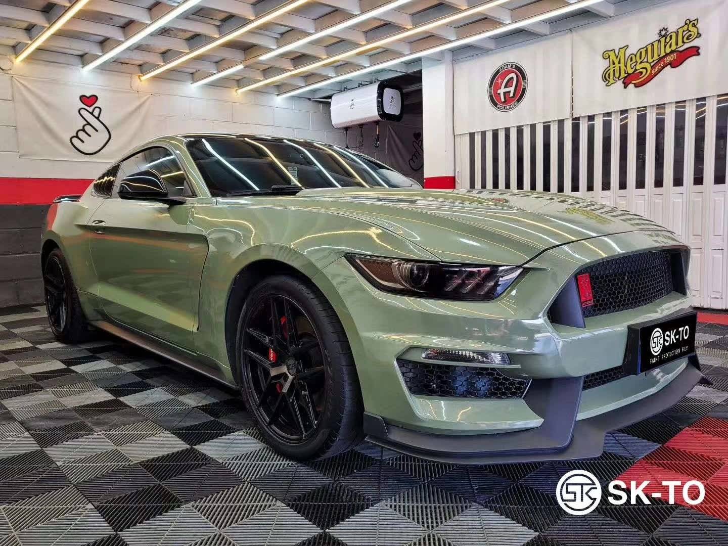 skto改色膜颜色水晶装甲绿野马汽车案例