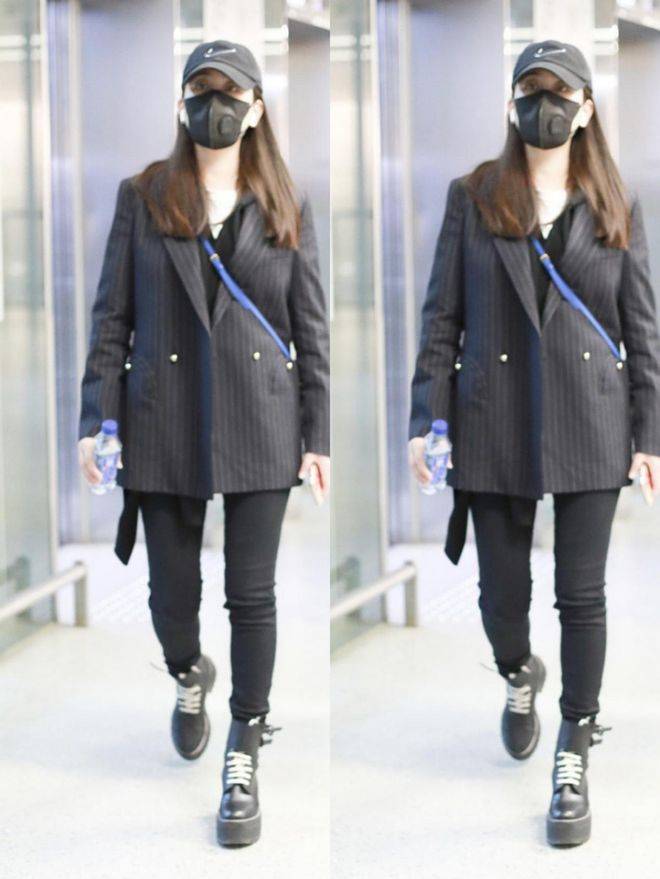 马苏 马苏这造型挺有个性的,穿着斑马纹短裙秀身材,但发型意外的复古