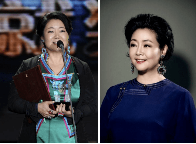 卷发53岁的萨日娜身材微胖也时髦，烫卷发穿长裙，妈妈们照着穿很优雅