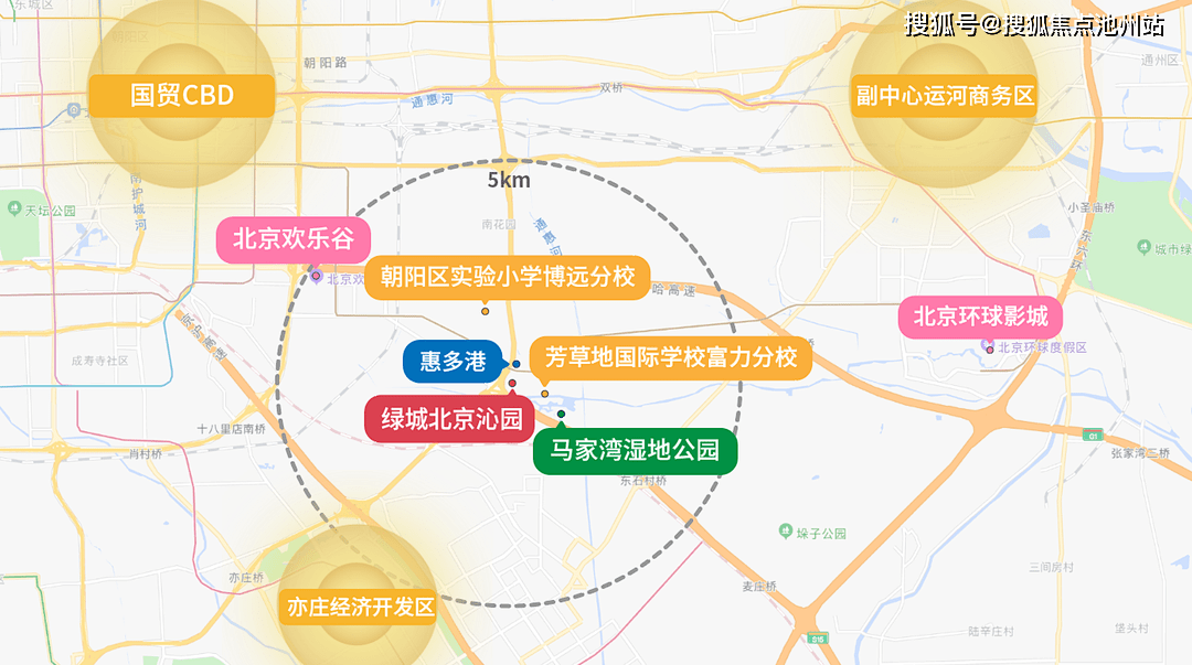 綠城北京沁園位於朝陽區豆各莊板塊,位於朝陽區東南部,南與通州臺湖