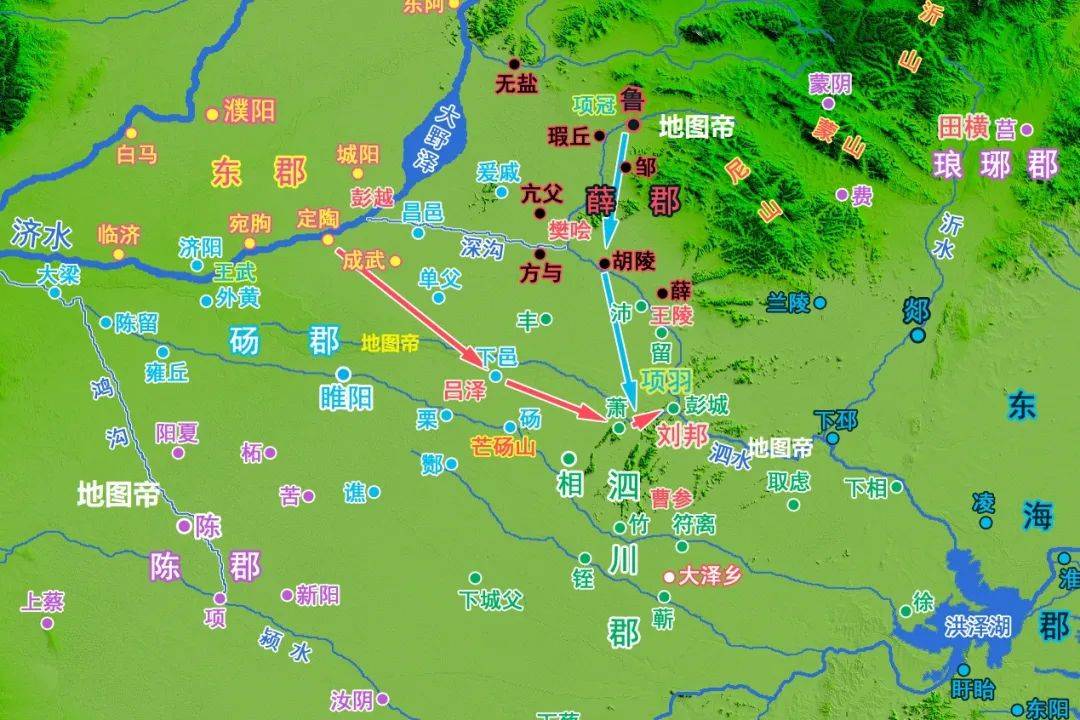 项羽高据乌骓马,霸王枪指向东边道:"敌军大多屯在彭城外,我们只杀敌