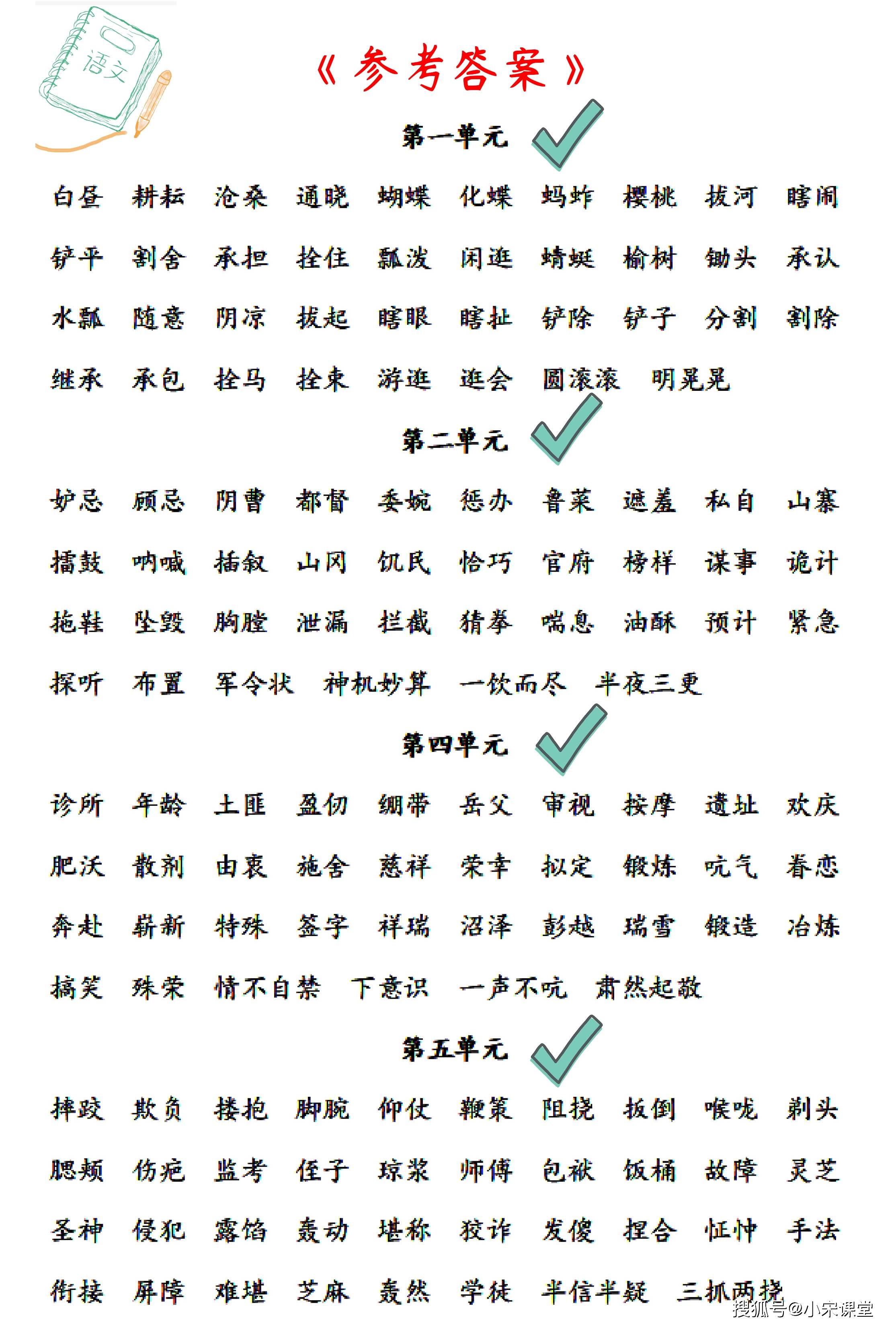 五年级下《看拼音写词语》按每课 单元划分附答案,提分巩固练习_生字
