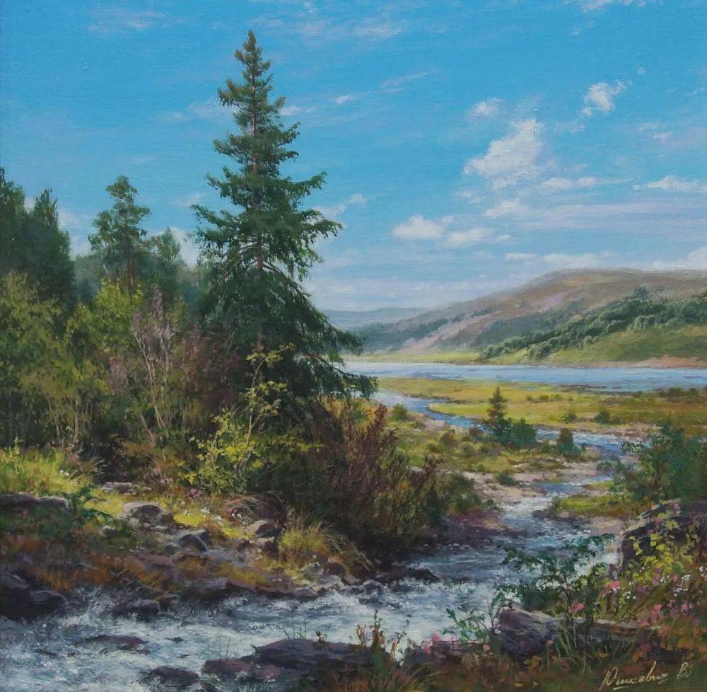 风景画大师尤什凯维奇的绘画独特的森林与田野之美