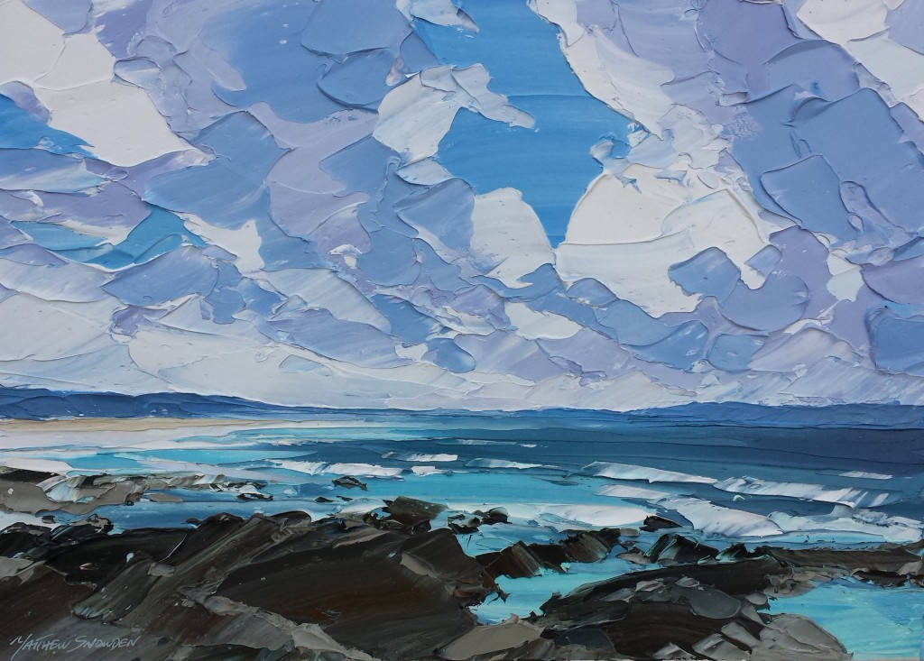 刀刮出大自然的美简洁有力的风景油画