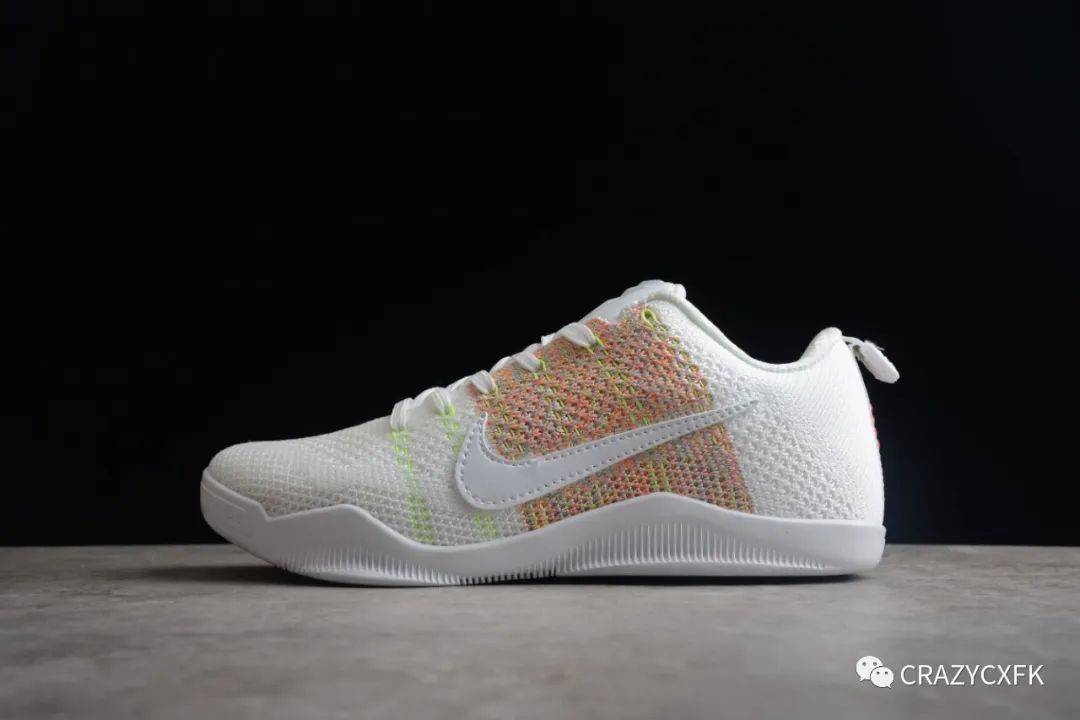 耐克科比11代白彩虹 nike kobe elite low 4kb flyknit 低帮篮球鞋