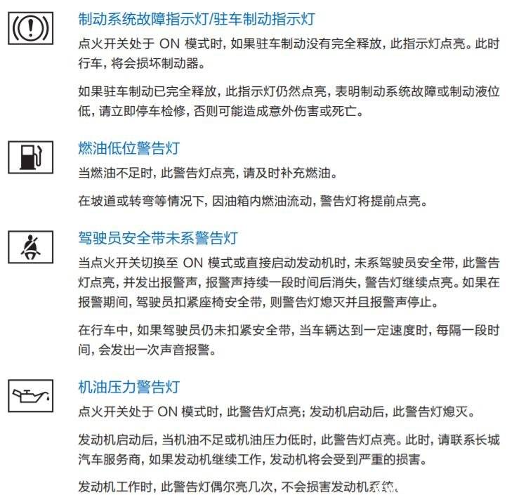 哈弗m6儀表盤故障燈圖解大全哈弗m6指示燈圖標解釋