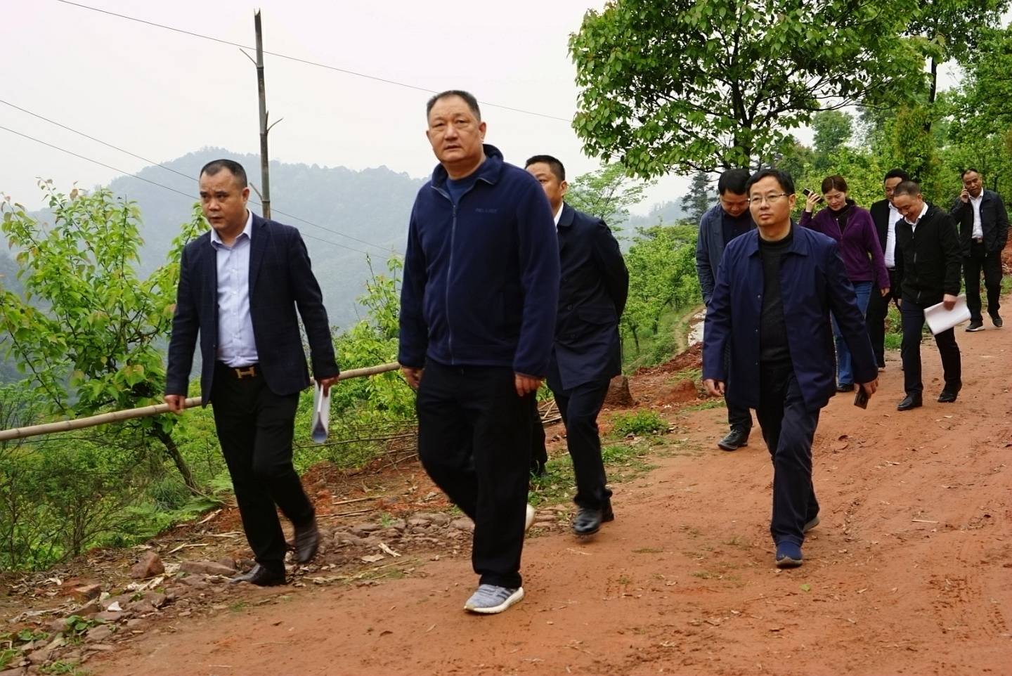 县委书记李仁军带队督察九支镇石顶山村森林防灭火,秸秆焚烧工作.