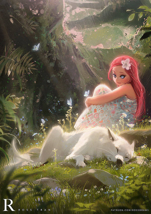 气息的梦幻人美少女插画,细腻的渐变色让画面充满灵气_作品_变化_仙女