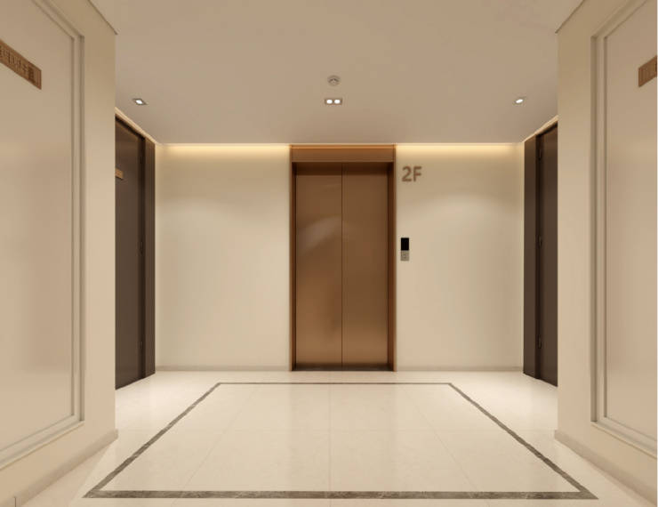 地面:瓷砖波打线;顶棚:石膏板吊顶,涂料,灯带;墙面:浅米色涂料,品牌为