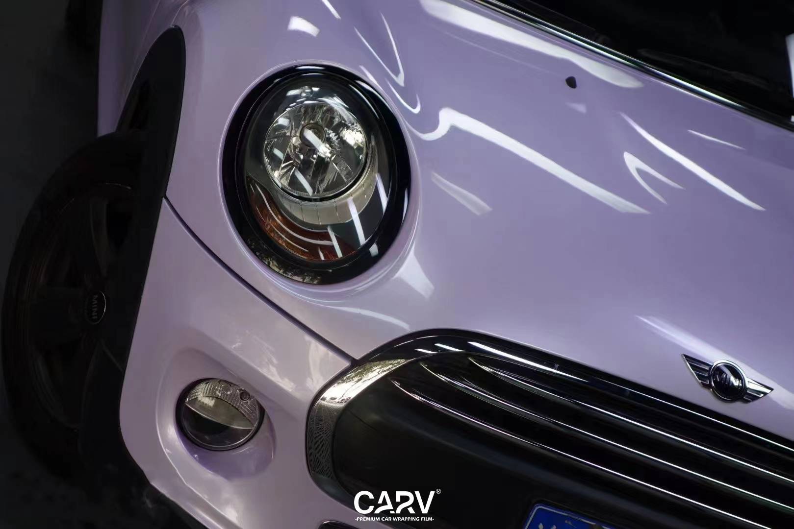 宝马mini卡孚改色膜白金星黛紫