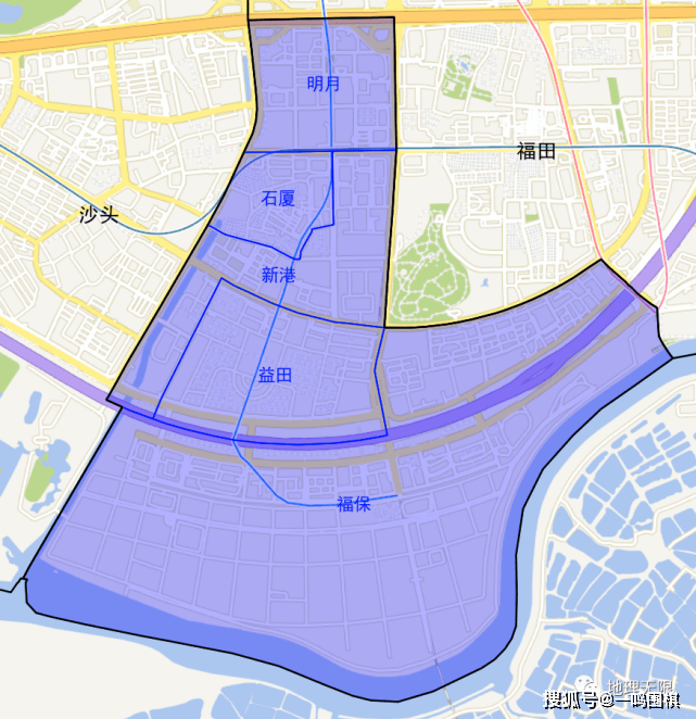 深圳市福田区福保街道社区分布地图