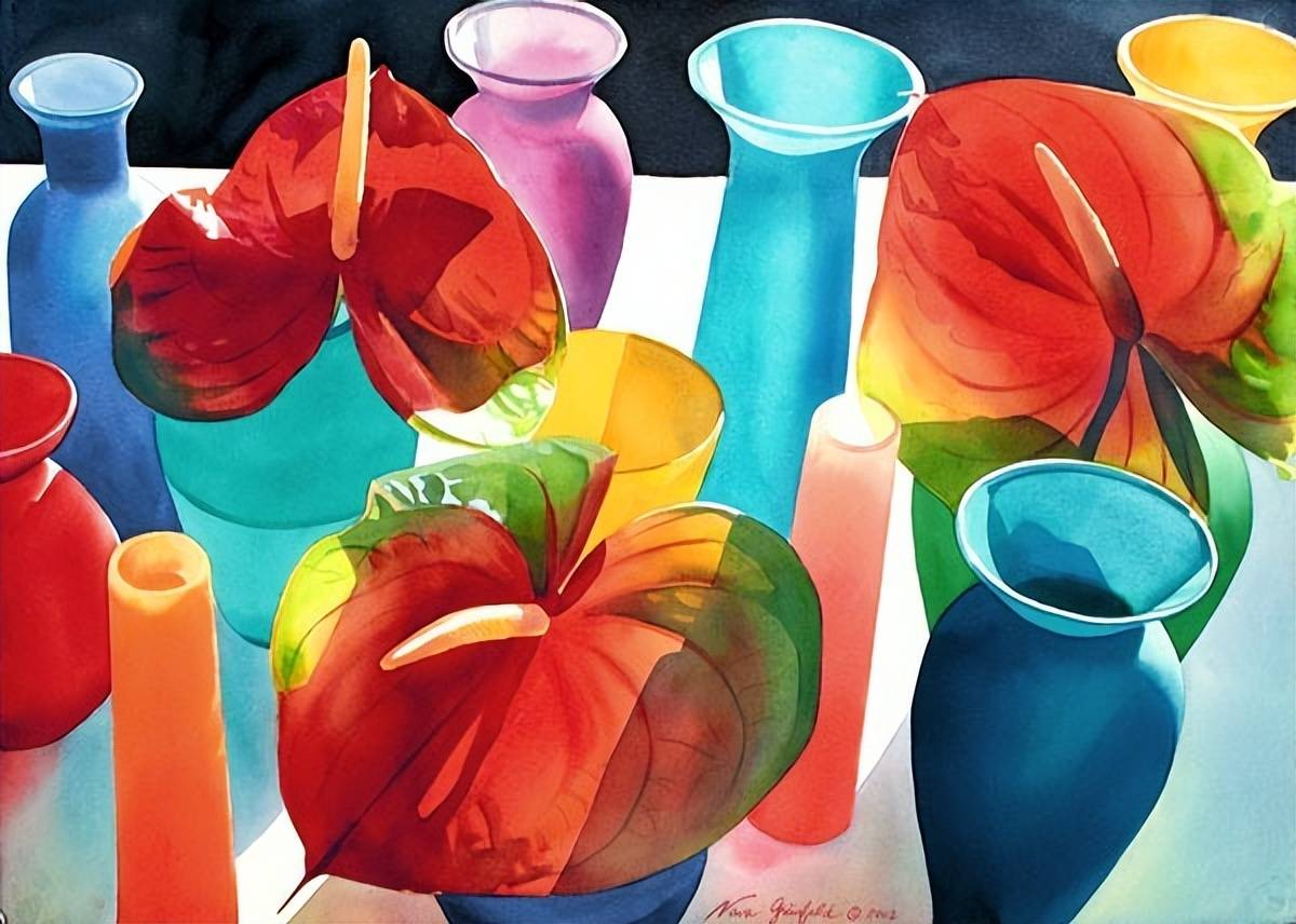 艺术家nava grunfeld明艳的水彩,夏天的清爽画面_色彩_对比_遐想