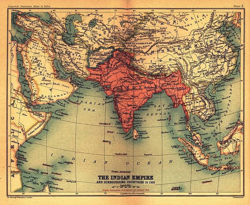 1909年英属印度及周边国家早在殖民地时代,为了对抗世界头号强国大英
