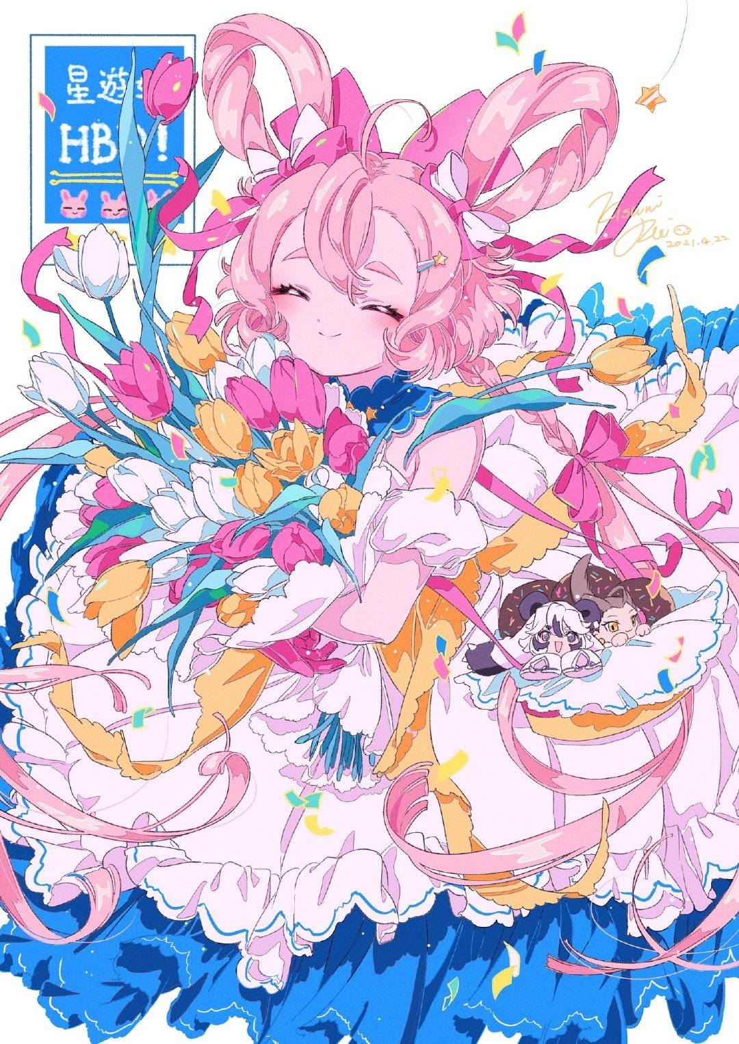 这组充斥着少女的粉色泡泡感觉的插画作品,有着细腻的笔触,清新梦幻的