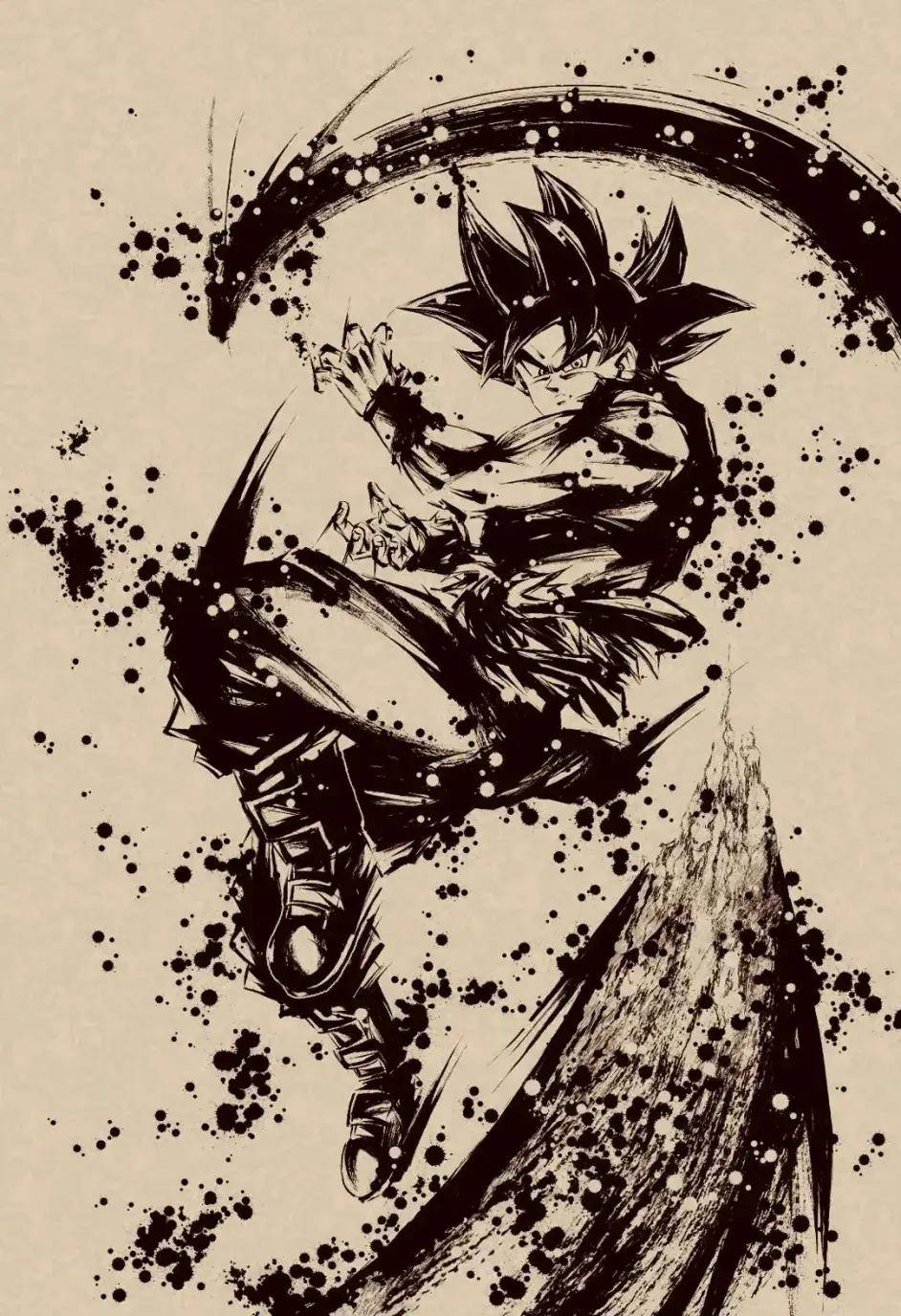 龙珠画风太赞水墨版龙珠角色插画压迫感扑面而来