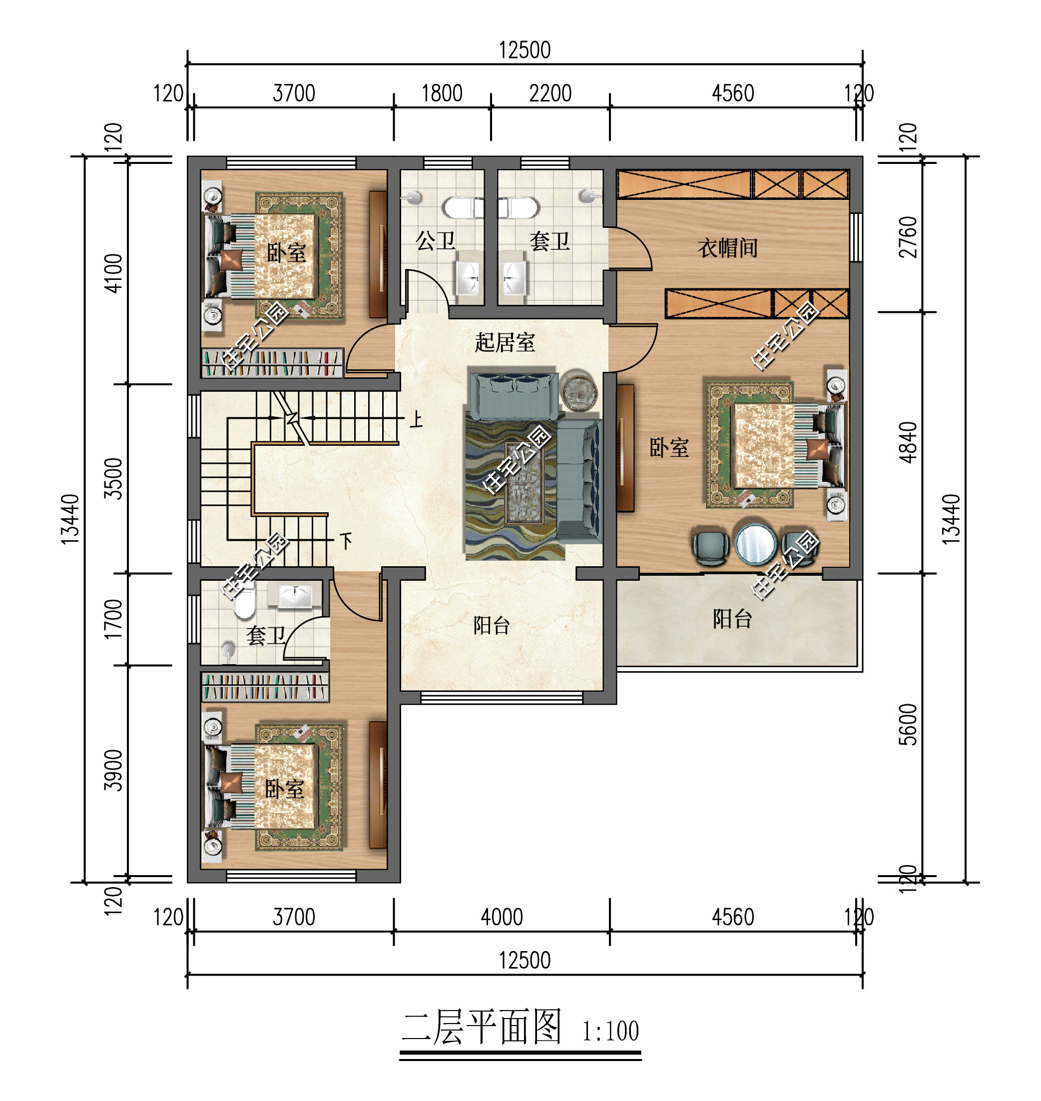 经典三合院户型图图片