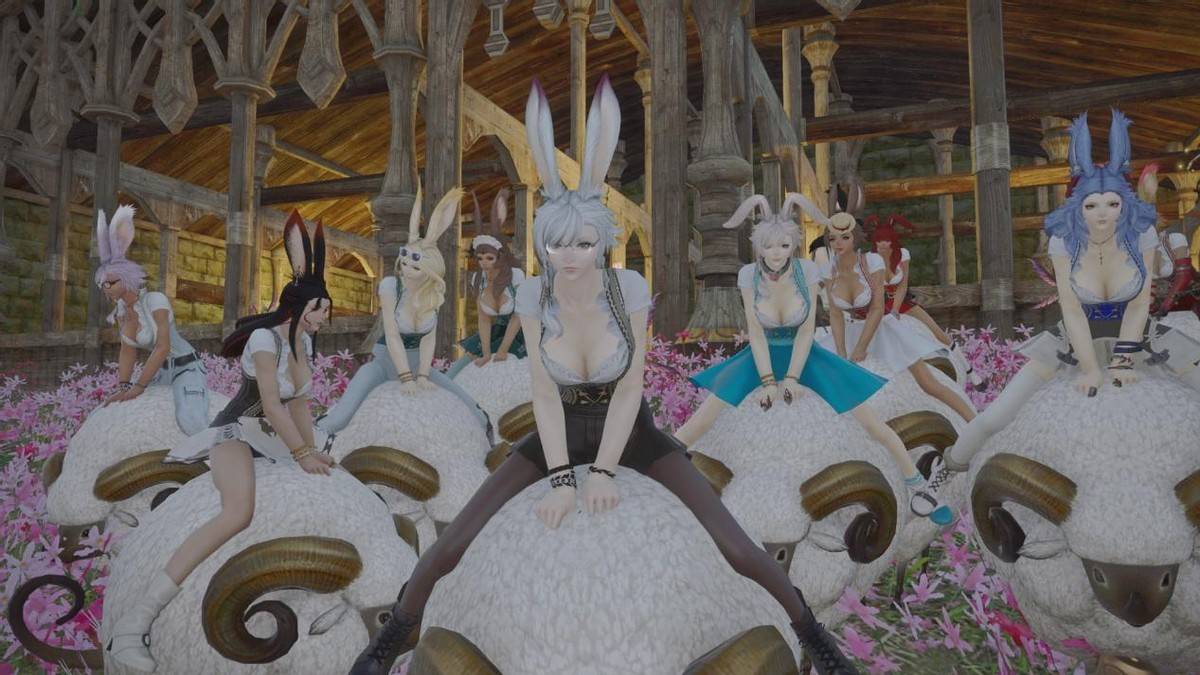 除了这回的猫娘游行,ff14的玩家也热衷于其他的聚集沙雕行动