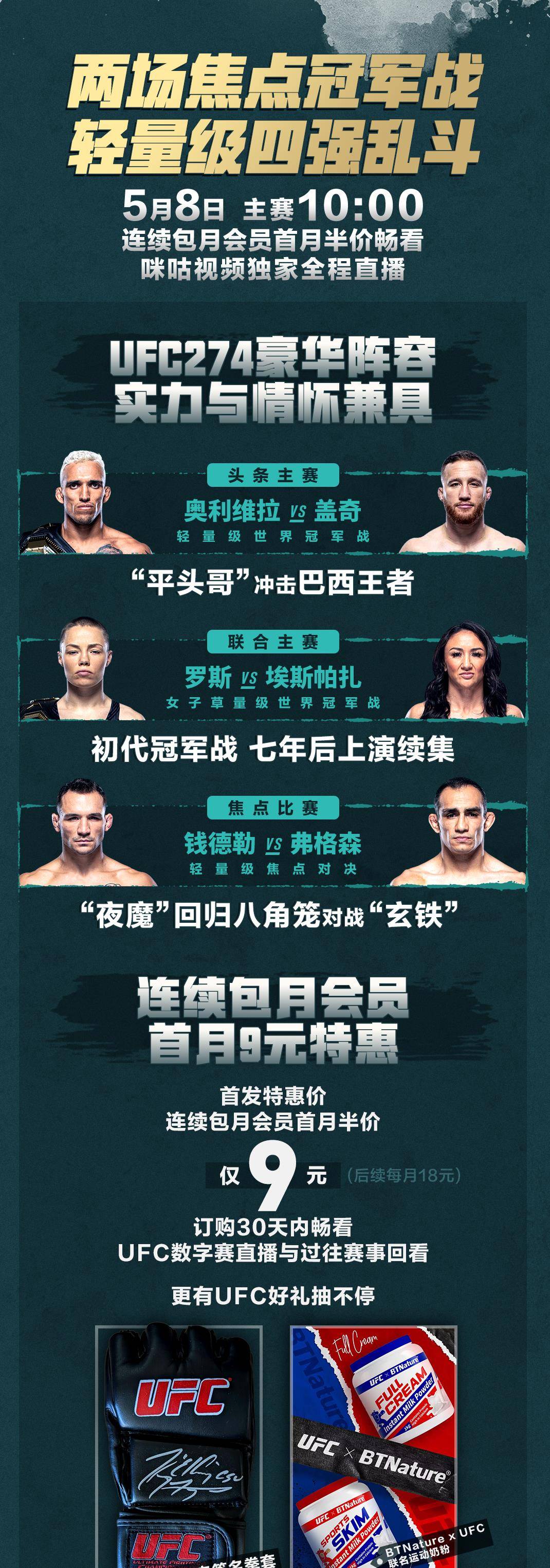 咪咕視頻獨家直播ufc274奧利維拉vs蓋奇羅斯vs卡拉夜魔迴歸