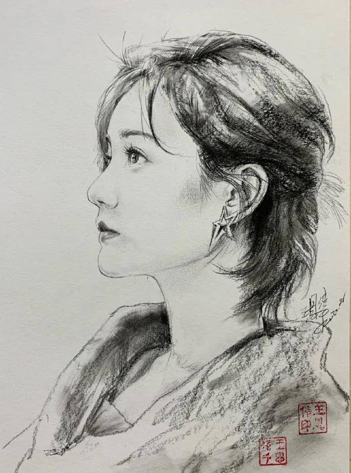 他画遍所有明星,画谁像谁,肖战,热巴,刘亦菲眼神看醉了_王恩伟_素描