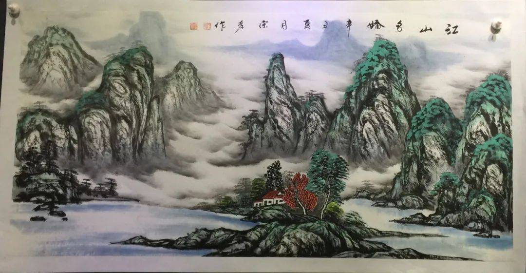 于宗孝这焦墨山水画墨焦而不燥色黑而不枯