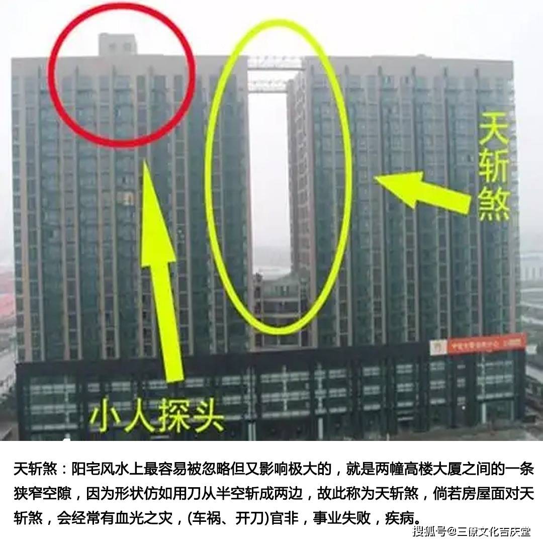 三,天斩煞:阳宅风水上最容易被忽略但又影响极大的,就是两幢高楼大厦