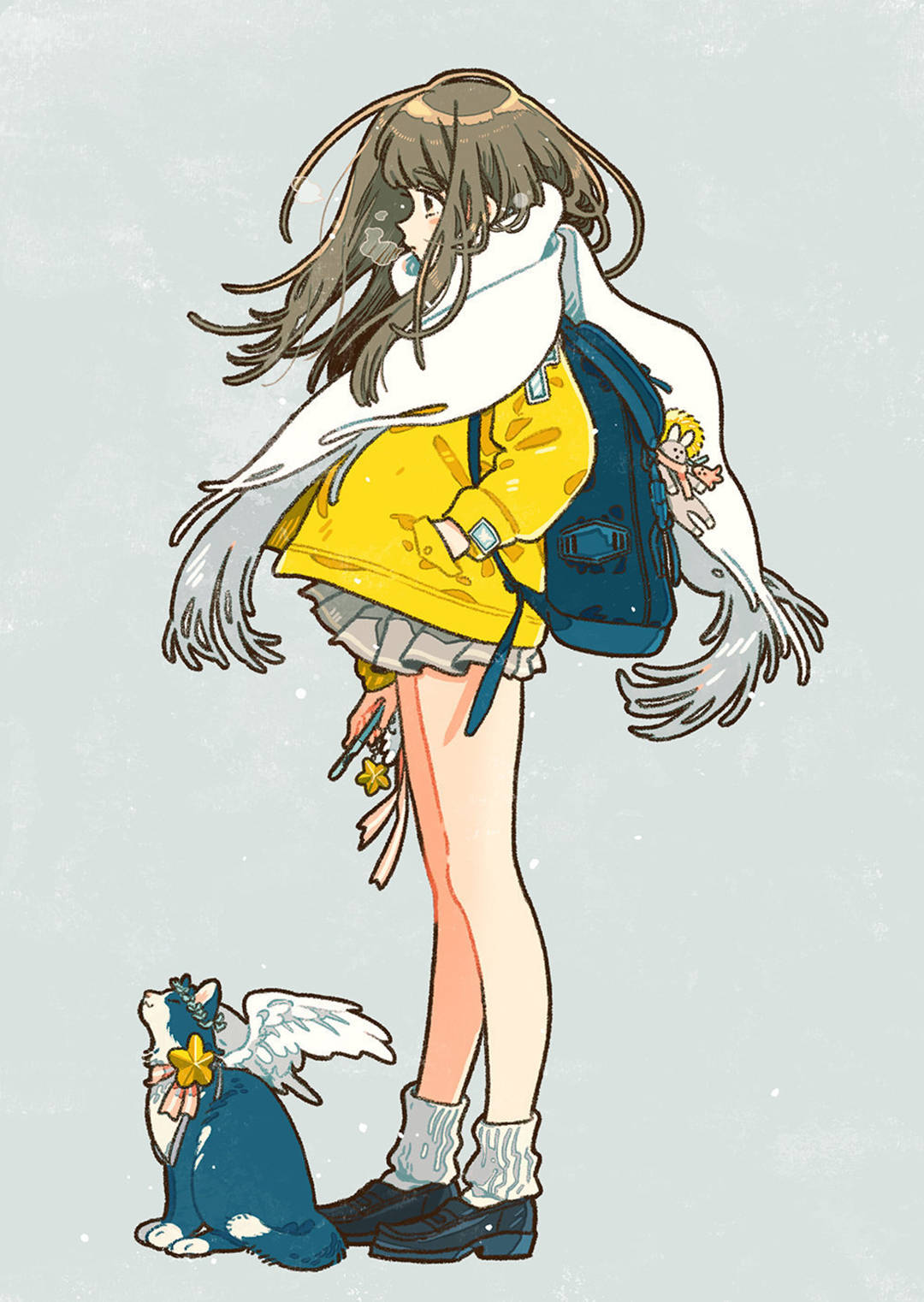 原创复古赛璐璐风格的小姐姐插画简单又明艳的小清新画风