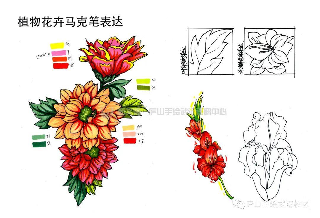 因此色號的選擇上跨度不能太大,畫的速度也要提高,也可以用慕娜筆畫出