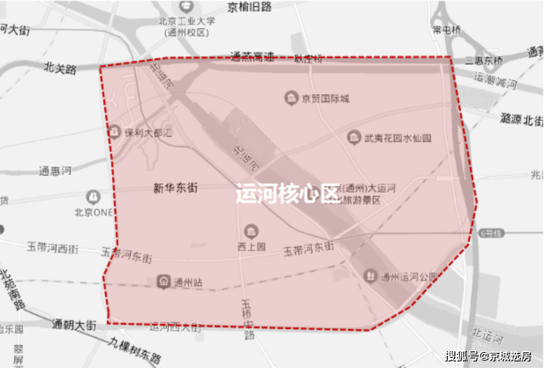 運河核心區位於溫榆河,通惠河,小中河,運潮減河,北運河五河交匯處