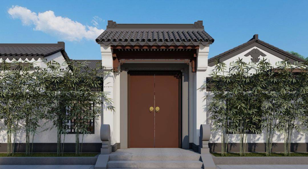 四合院大门的设计,质朴中透露着浓厚的文化气息.