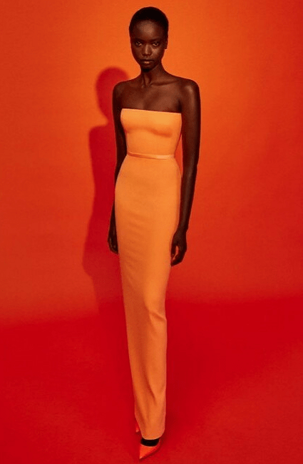 原创165张天爱身材比例真优秀一身橙色礼服亮相美到发光