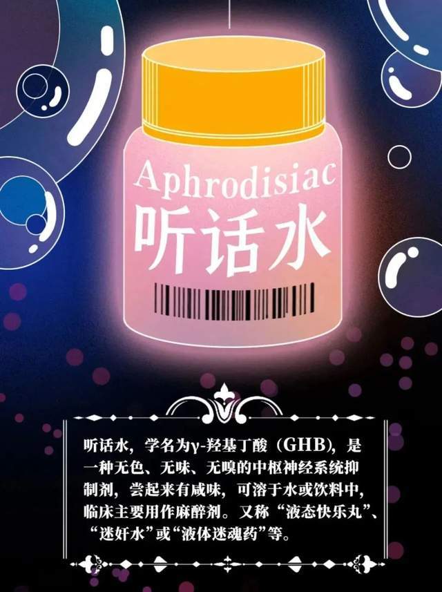 "听话水"与乙醇等饮料混合后,γ-羟基丁酸的味道极易被掩盖,普通人很