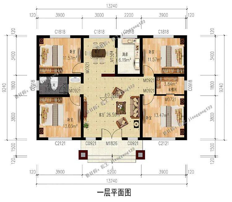 不羡慕别人家的大豪宅,3款一层农村小平房,栋栋都很大气_户型_设计