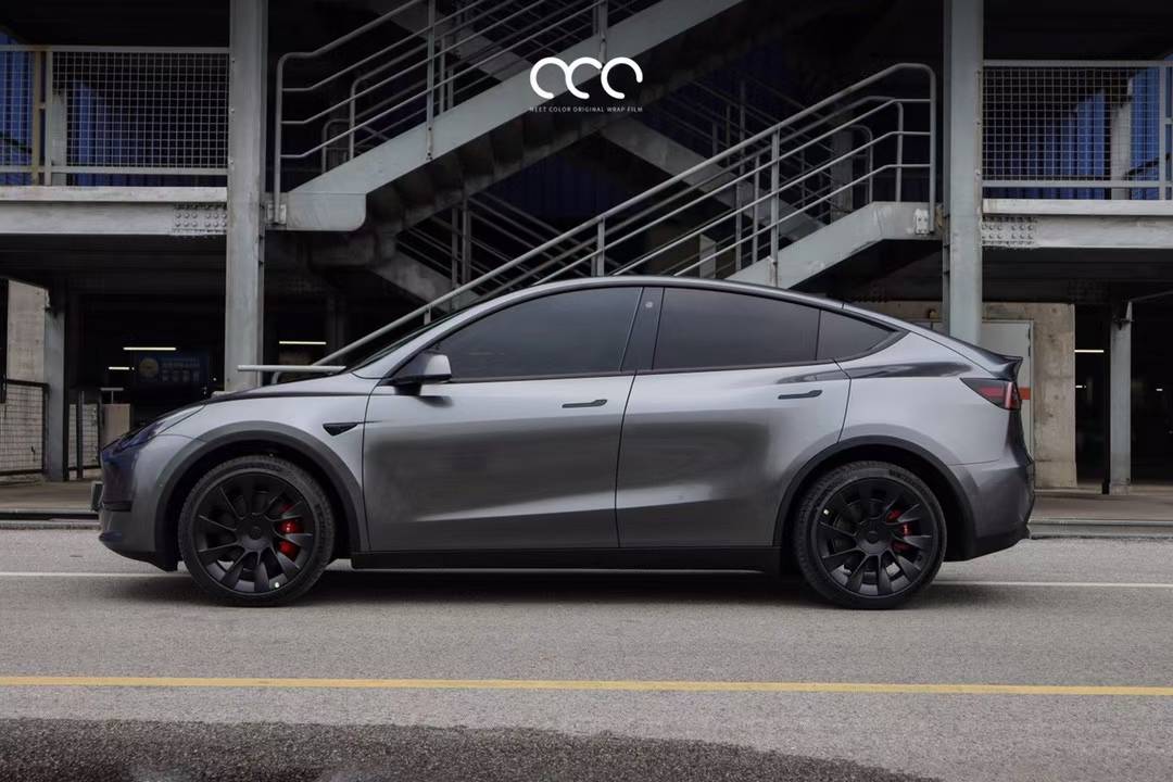 特斯拉modely漫彩改色膜金属钨钢