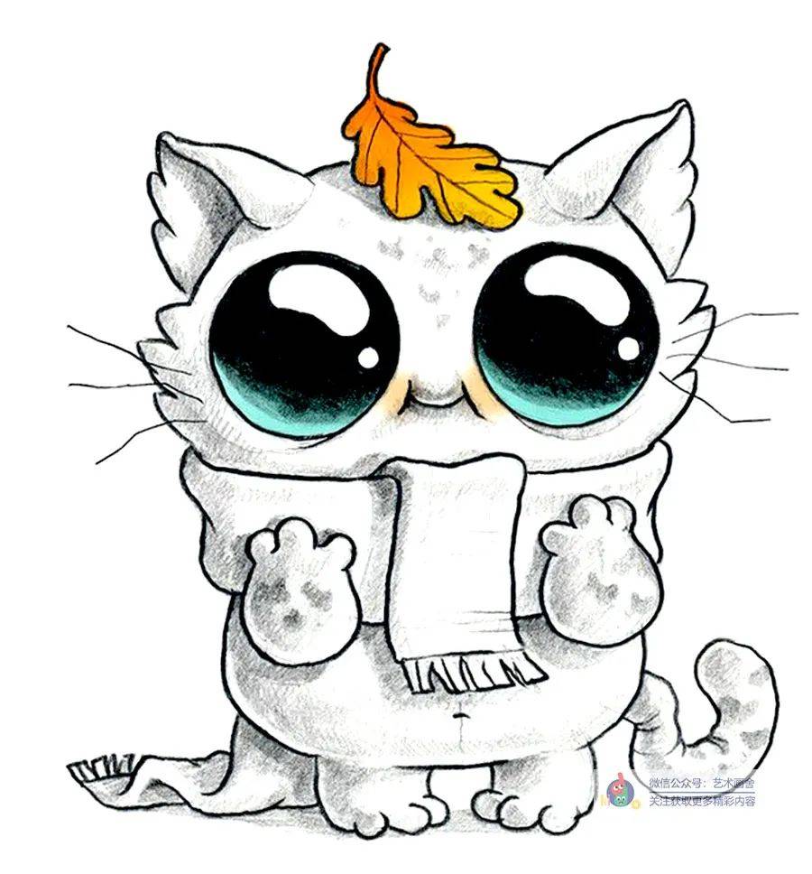 素材创意素描临摹作品超可爱的大眼萌小怪兽