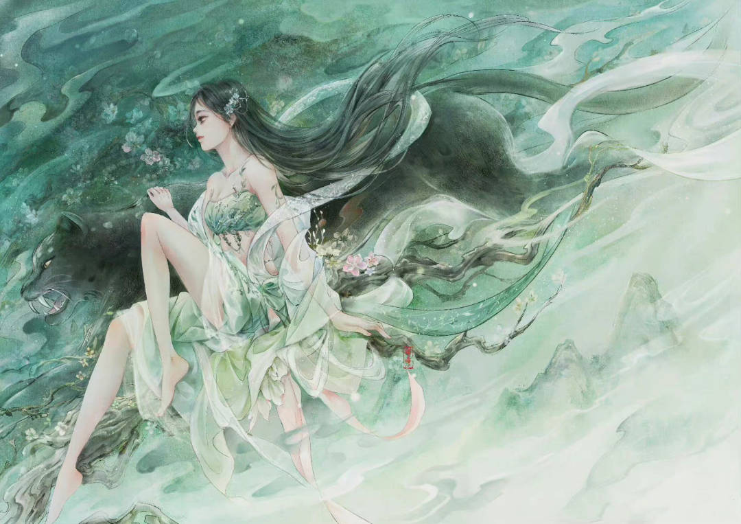 原创仙气飘飘的古风人物插画犹如想象中的梦幻之境一般