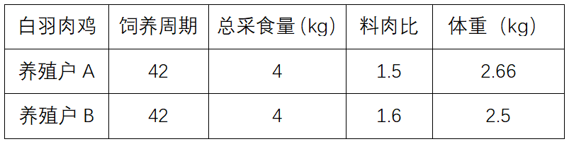 白羽肉鸡料肉比对照表图片