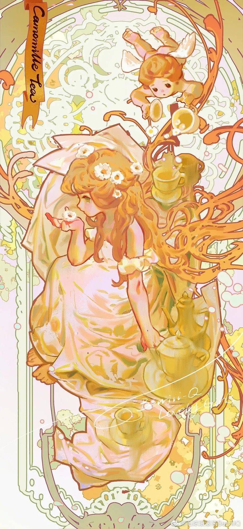 一看就懂的穆夏风插画资深原画师毛球滚滚来xtoi图益女神茶话会