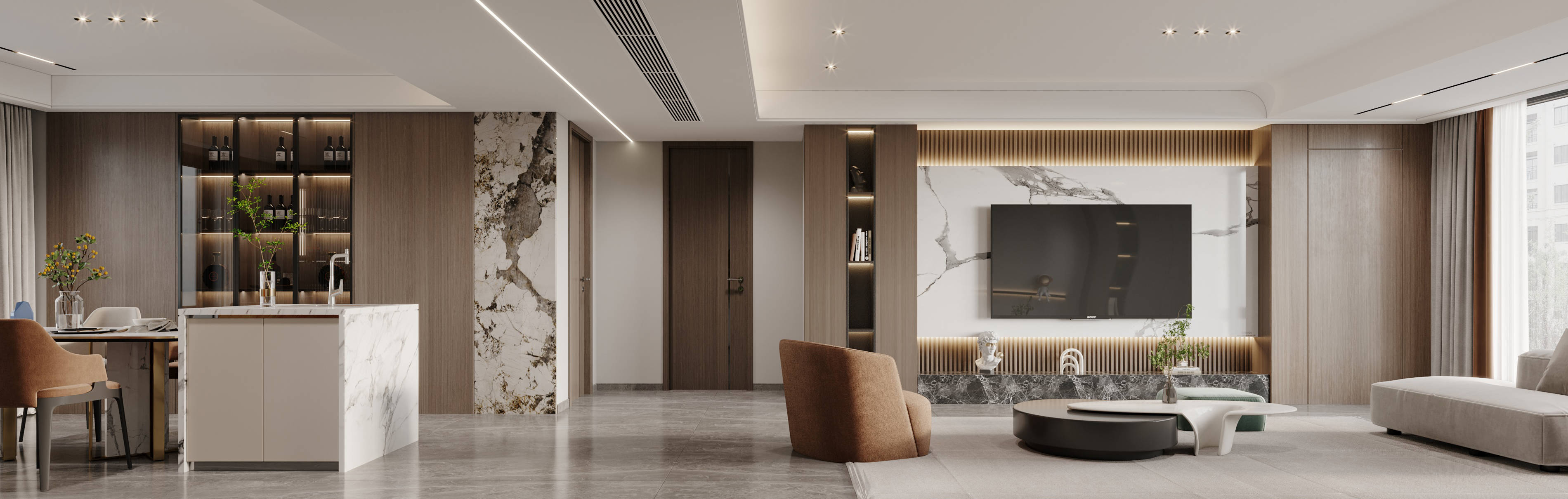 173㎡现代简约风格装修无主灯设计诠释空间格调诸暨装修