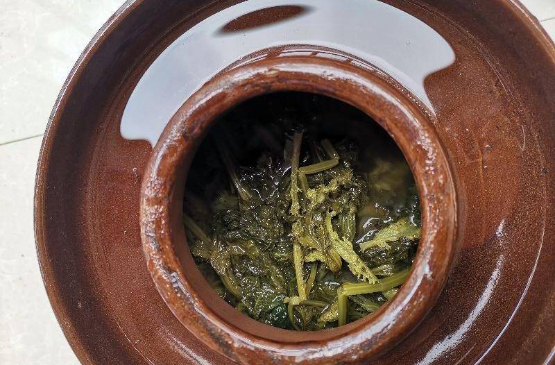 汉中浆水菜的腌制方法,不用引子,加2勺面粉腌出酸香可口浆水菜_清水