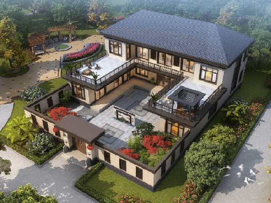 墅巢网5套小院别墅,农村建房就要建带院子的,实用又方便_风格_房子